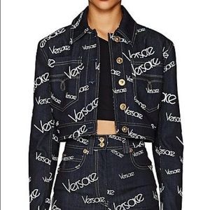 Versace Logomania Dark Denim Crop Jacket 38/4